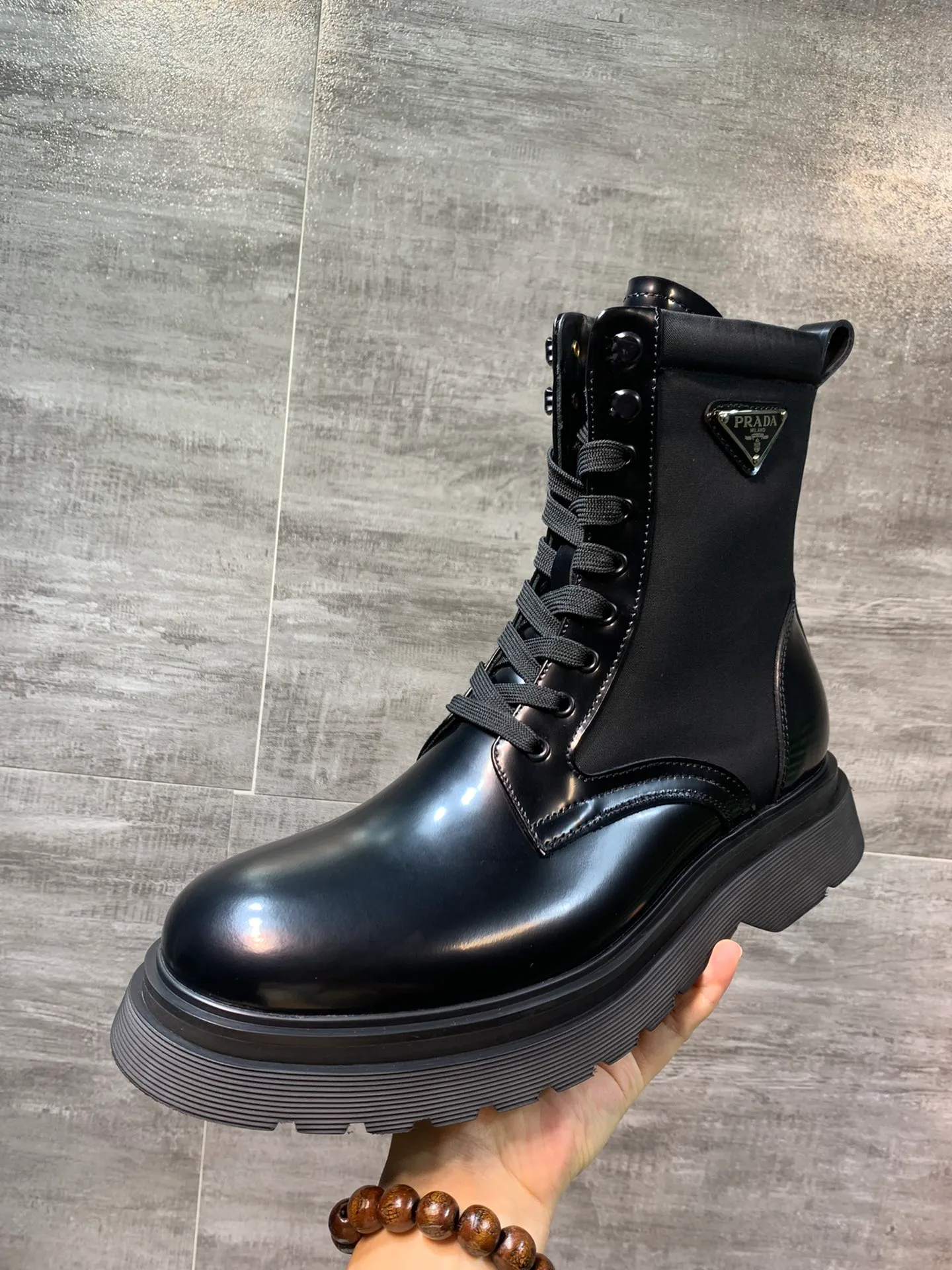 Men's men's shoes 💰820💰 🔥🔥🔥prada derby Prada top version thick-soled derby shoes, lace-up Martin boots, ken same fabric imported open edge beads, cowhide lining, cowhide feet complete set packaging code number 38-46